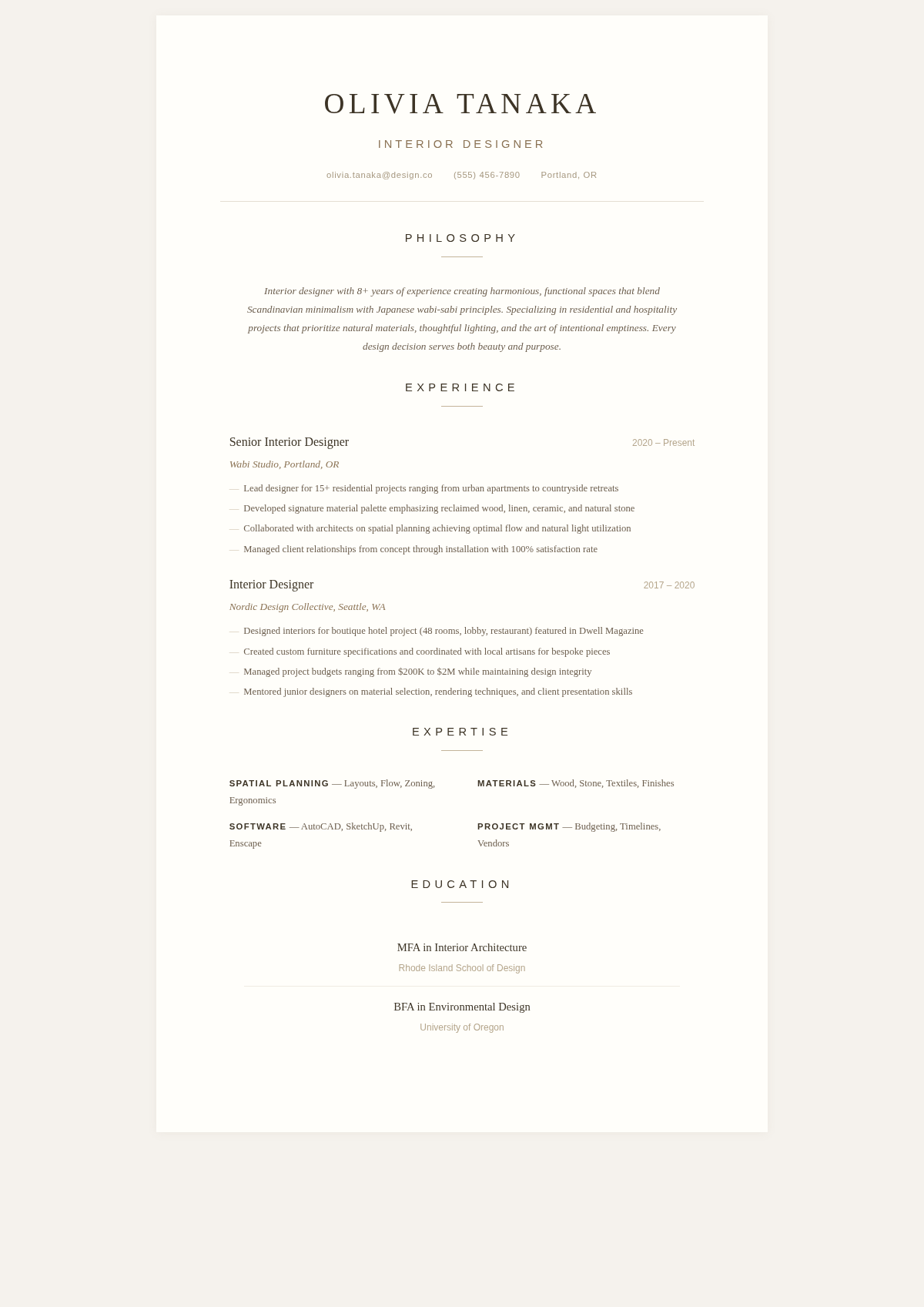 Japandi minimalist simple resume